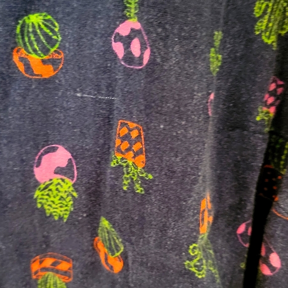 Modcloth 3X Navy Blue Cactus Plant Print Linen Blend Top - Picture 8 of 8